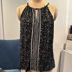 MICHAEL KORS Black and White Sleeveless Women's Top